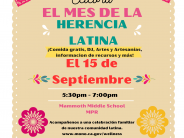 picture of a flyer in spanish promoting the Latin Heritage Month Celebration on Sept 15, 2023