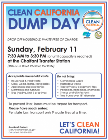 CLEAN CALIFORNIA FREE DUMP DAY: Chalfant Transfer Station 02/11