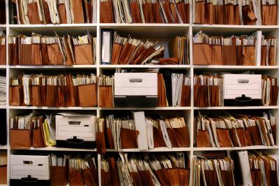 Book Case with Boxes of Documents