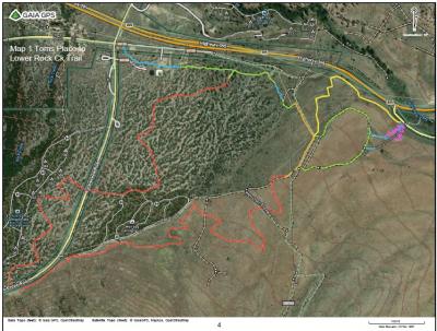 Map of trails for Tom's Place to Lower Rock Creek