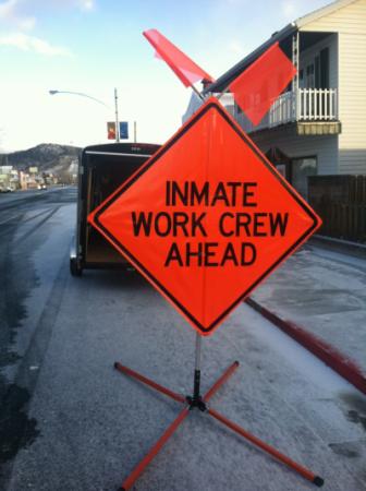 Inmate Worker Program road sign