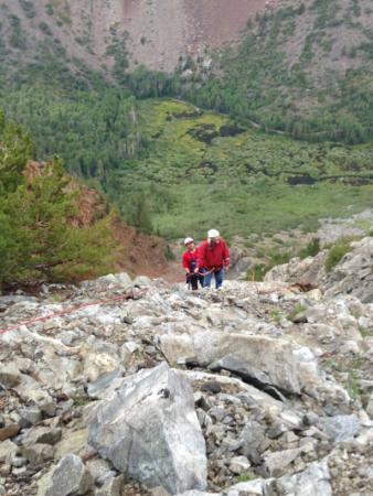 Aid to two stranded hikers in Lundy Canyon